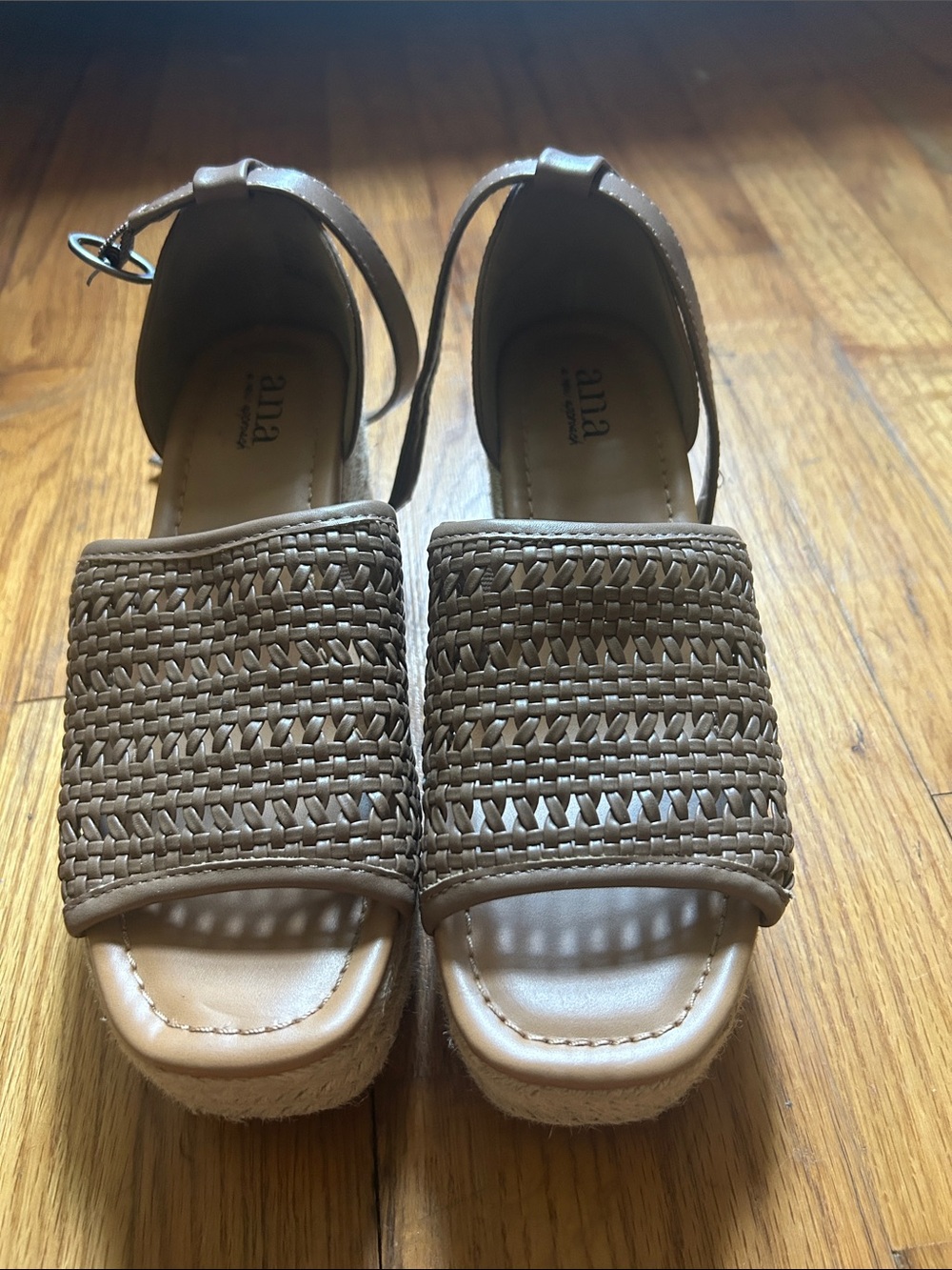 a.n.a Neutral Tan Woven Espadrille Platform Sandals